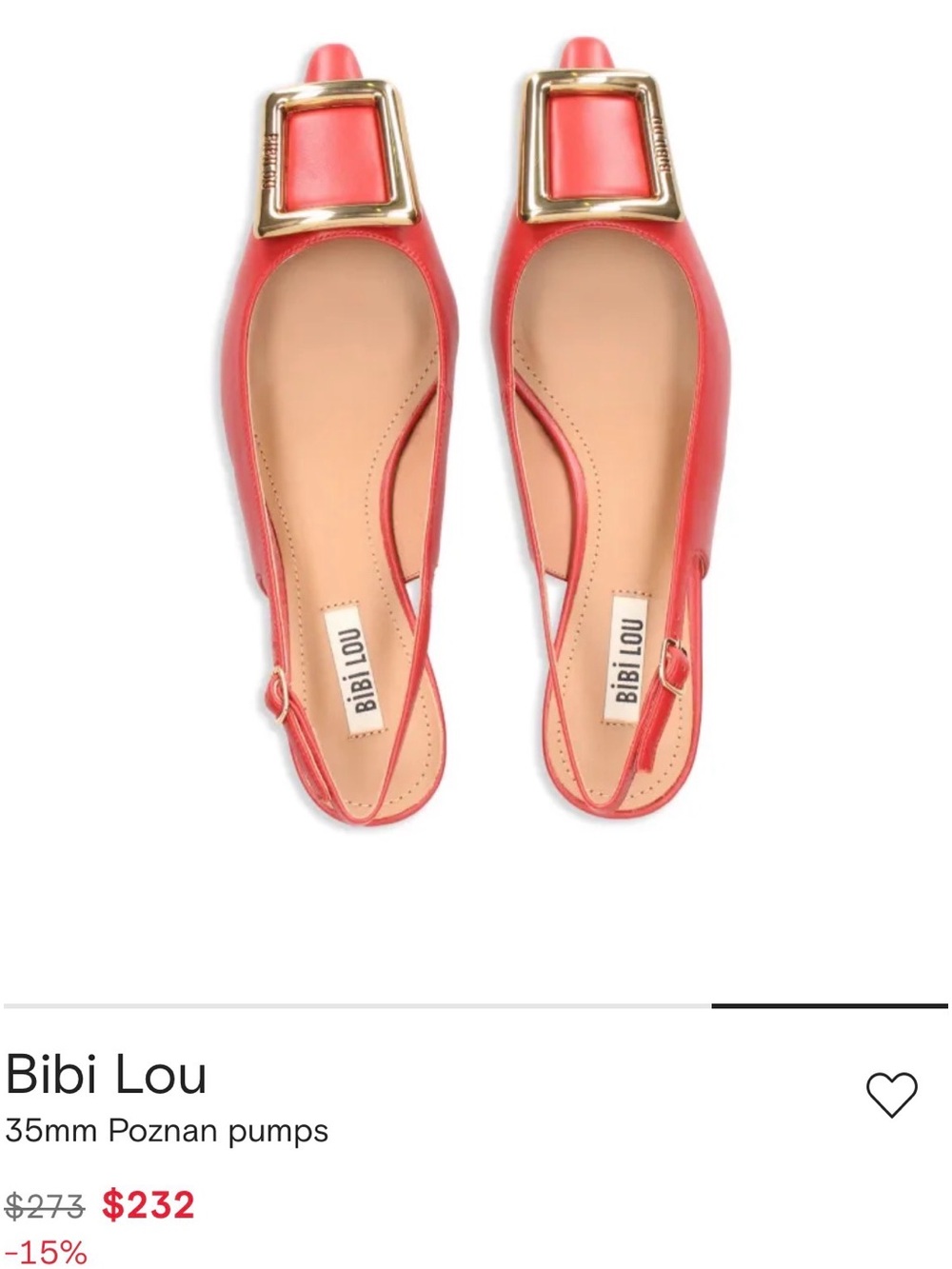 Bibi Lou Coral Slingback Pumps with Gold Buckle